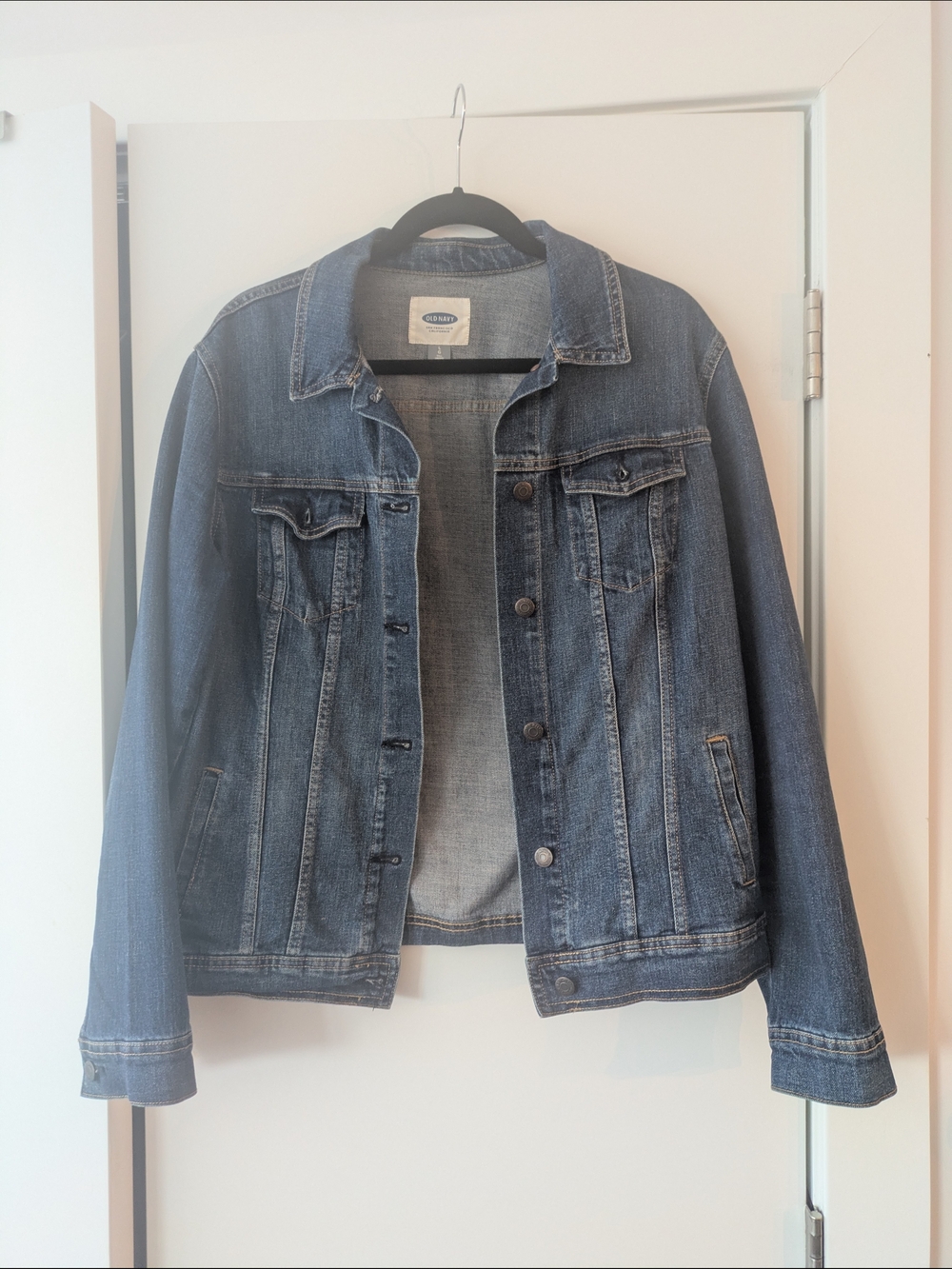 Old Navy Blue Denim Jean Jacket Medium Wash Large Tall